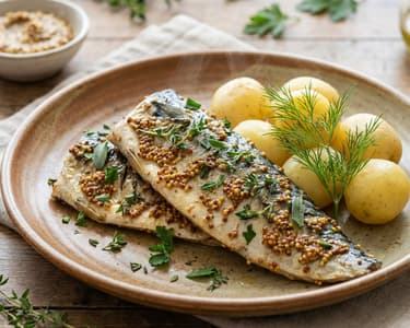 Mackerel with herbs and grain mustard