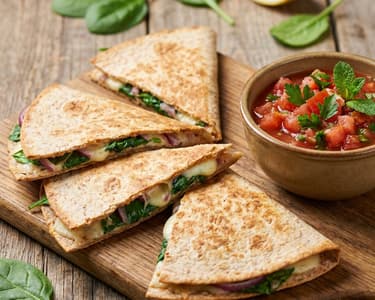 Baked Quesadilla with Spinach and Mozzarella
