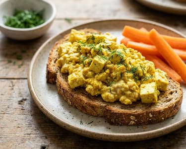 Creamy tofu "scrambled eggs" on toast