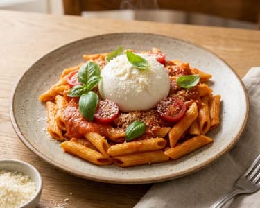Penne pomodoro proaspete cu burrata