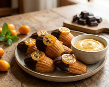 Madlene cu cremă de kumquat și ciocolată neagră