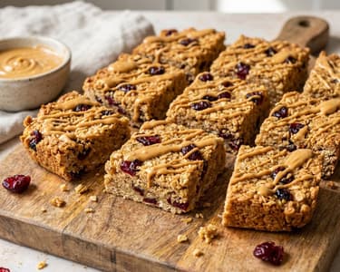 Flapjack with cranberries and peanut butter