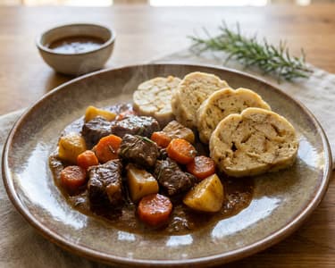 Beef with Rosemary and Homemade Dumplings (Knedlík)