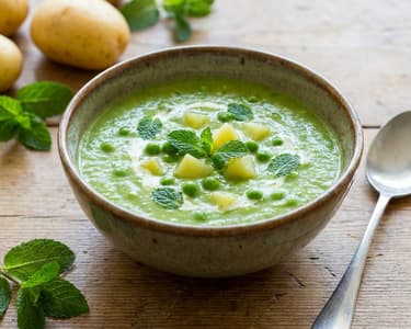 Pea Soup with Mint and Potatoes
