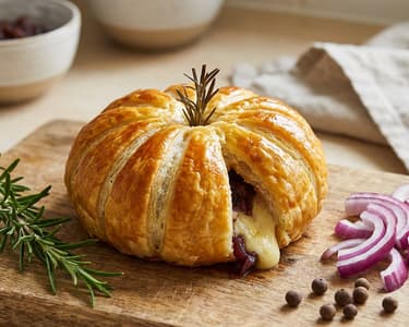 Puff Pastry Pumpkins filled with Camembert and Red Onion Chutney