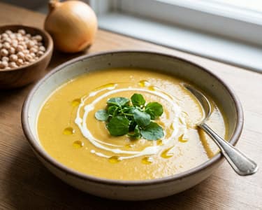 Chickpea Cream Soup with Indian Flavors