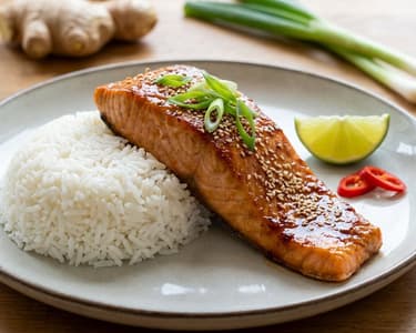Asian-style salmon with jasmine rice