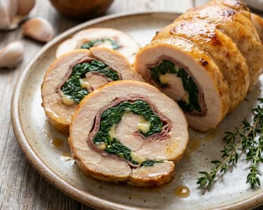 Festive Chicken Roulade with Prosciutto, Parmesan, and Spinach