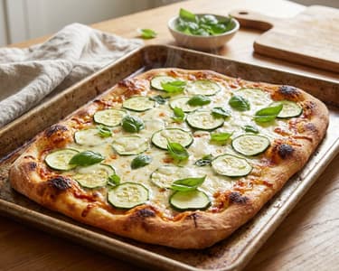 Sheet Pan Pizza with Zucchini and Mozzarella
