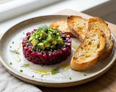 Tartar de sfeclă roșie cu avocado și capere