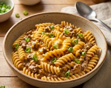 Taco Pasta with Beef and Cheddar