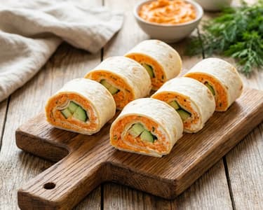 Rulouri de tortilla cu pastă de morcovi