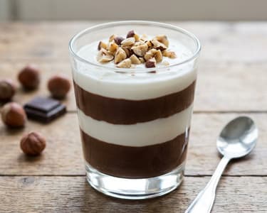 Creamy dessert with hazelnuts and chocolate