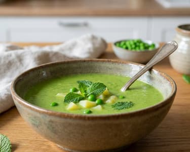 Pea Soup with Mint and Potatoes