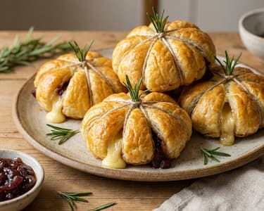 Puff Pastry Pumpkins filled with Camembert and Red Onion Chutney