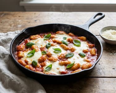 Gnocchi cu sos de roșii și mozzarella