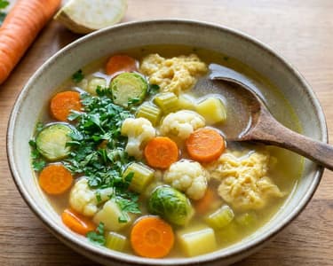Supă de legume cu zdrențe de ou