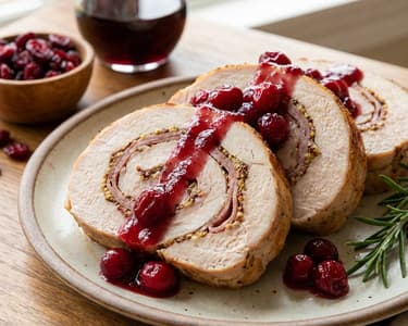 Ruladă de curcan cu sos de merișoare