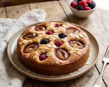 Prăjitură friand cu prune și migdale