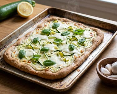 Sheet Pan Pizza with Zucchini and Mozzarella