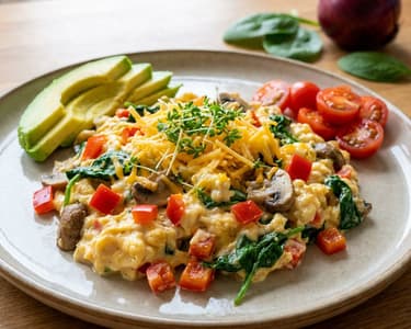 Omletă cu ouă și legume proaspete