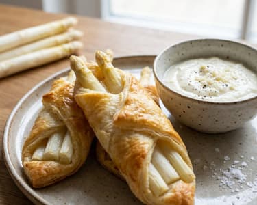 Asparagus rolls with Parmesan sauce