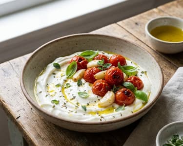 Roasted Cherry Tomatoes with Greek Yogurt | Healthy and Quick Snack