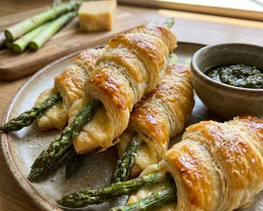 Asparagus in puff pastry with Gouda cheese