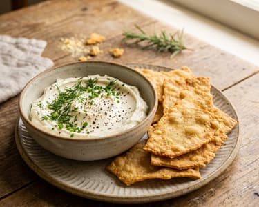 Chickpea Crackers with Homemade Cream Cheese