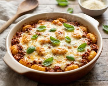Gnocchi Bolognese la cuptor cu mozzarella