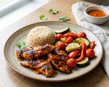 Piri Piri Chicken with Rice and Grilled Vegetables