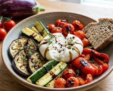 Roasted Vegetable Salad with Burrata