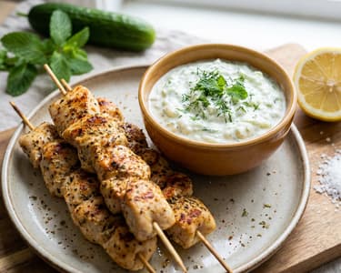 Chicken Souvlaki with Refreshing Tzatziki Sauce