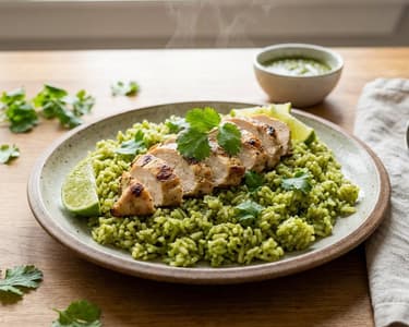 Mexican Arroz Verde Rice with Chicken Breast