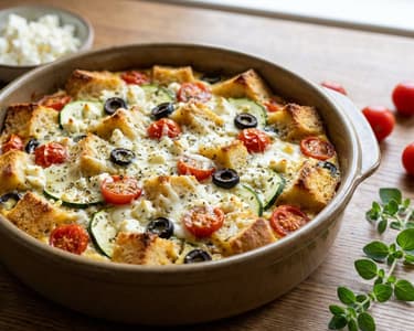 Mediterranean Strata with Feta and Olives