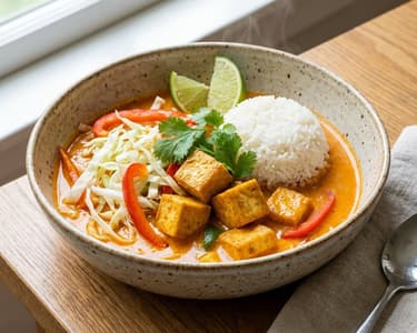 Thai Curry with Coconut, Vegetables, and Rice