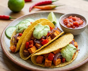 Tacos cu cartofi dulci și ardei cayenne