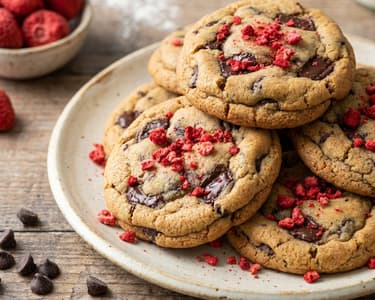 Chocolate and Freeze-Dried Strawberry Cookies