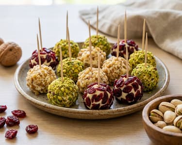 Cheese Balls with Pistachios and Cranberries
