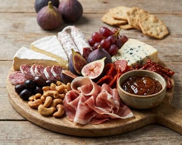 Festive Platter with Cheeses and Cured Meats (Charcuterie Board)