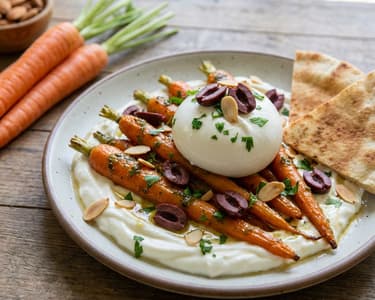 Roasted Carrots with Burrata and Basil Pesto