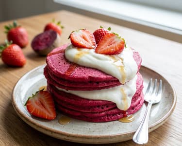 Red Beet Pancakes with Cottage Cheese Cream