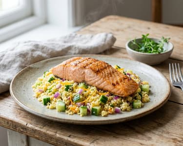 Salmon with Couscous and Orange Salad