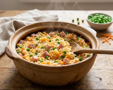 One-Pot Rice with Ham and Peas