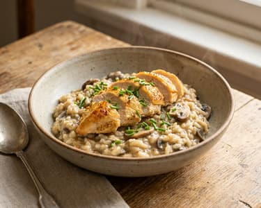 Risotto cremos cu ciuperci și pui