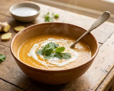 Carrot Cream Soup with Ginger and Coconut Milk