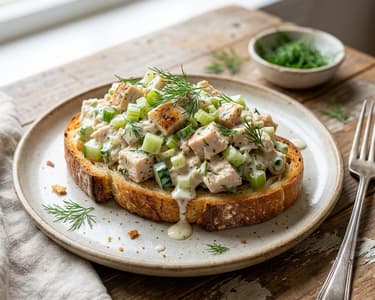 Sandviș cu salată de pui și pâine cu maia