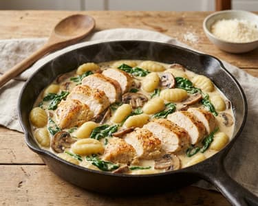 Pui cu gnocchi în sos cremos