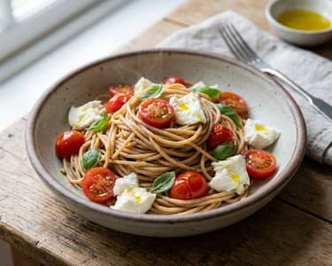 Paste Caprese cu roșii cherry și mozzarella