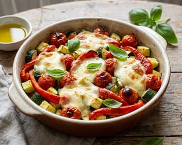 Dovlecei gratinați cu brânză și roșii